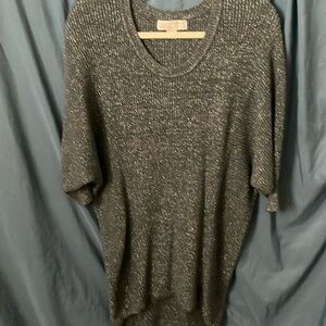 MICHAEL Michael Kors: Gray/ Silver Metallic Sweater Dress- L